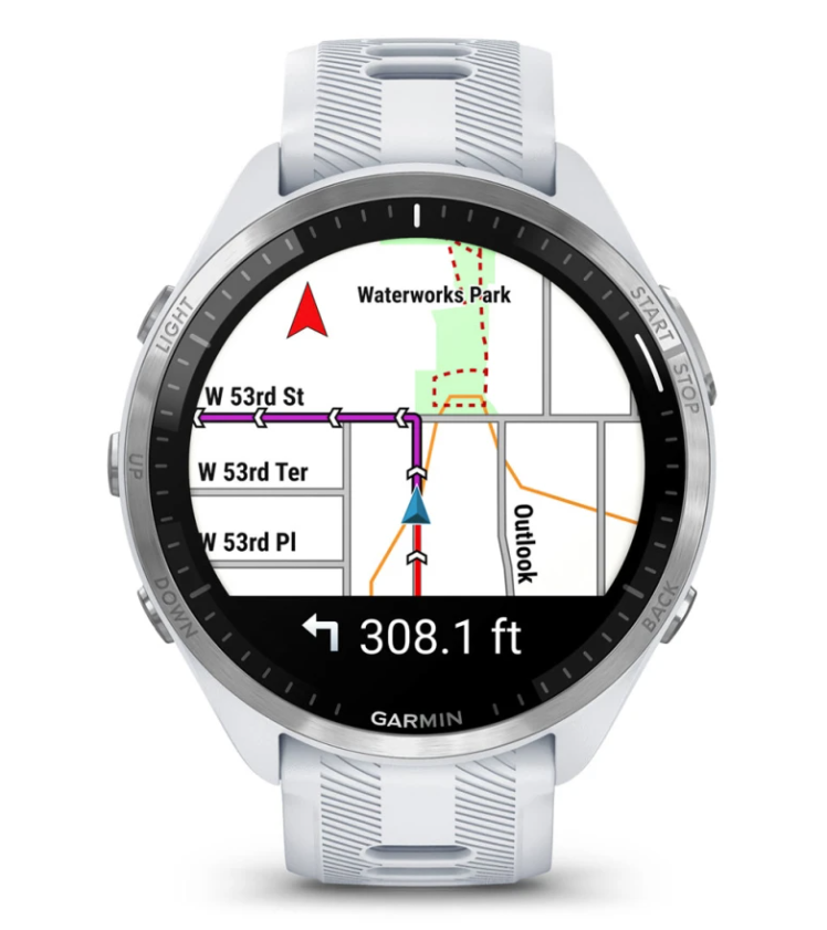 Forerunner® 965, Titanium Bezel with Whitestone Case and Whitestone/Powder Gray Silicone Band